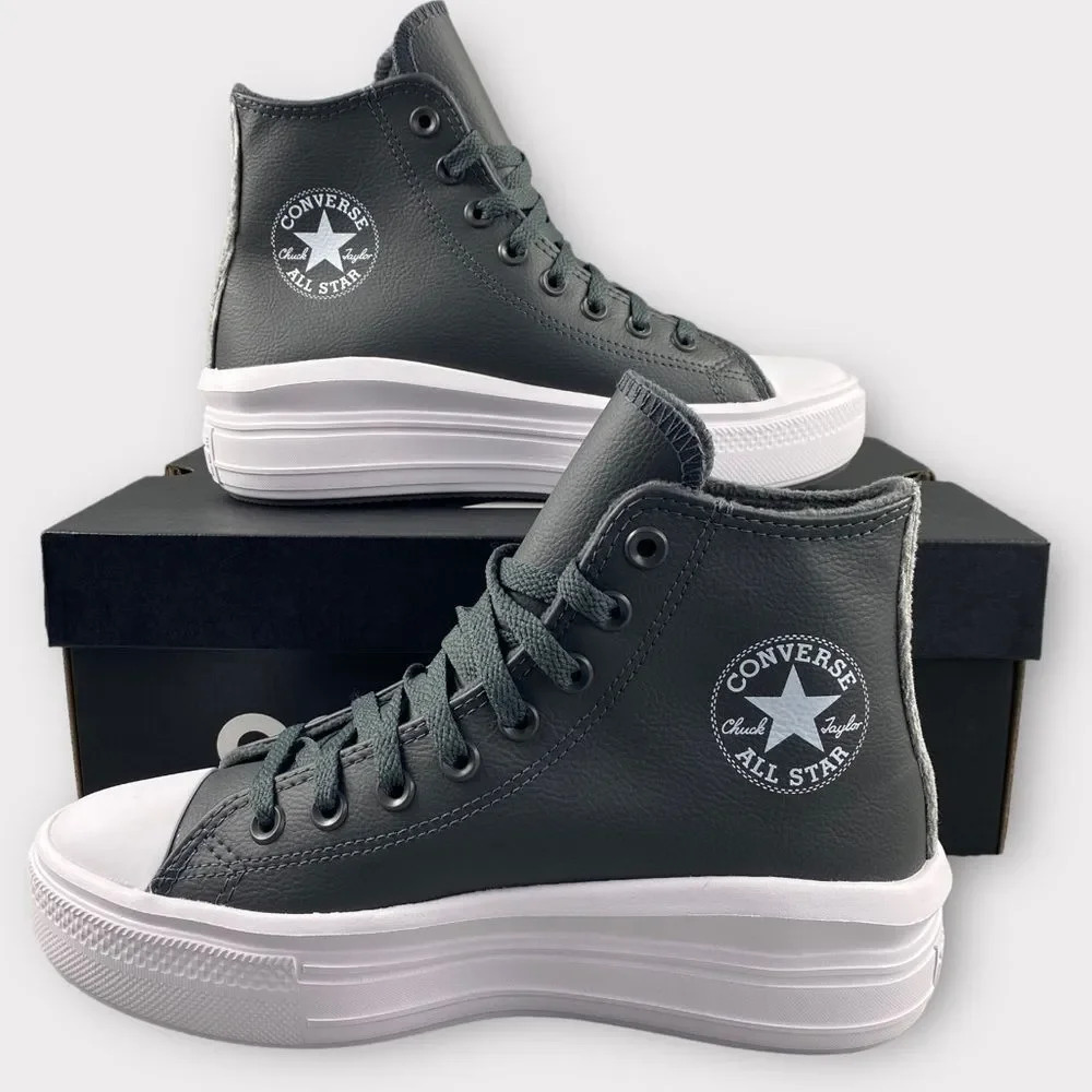 CONVERSE CTAS MOVE Hi Shoes Platform‎ Sneakers Leather Utility Grey Womens 7.5